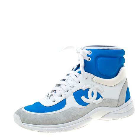 chanel shoes blue and white|Chanel metallic sneakers outfit ideas.